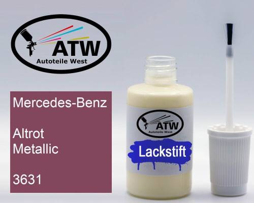 Mercedes-Benz, Altrot Metallic, 3631: 20ml Lackstift, von ATW Autoteile West.